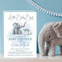 Baby Elephant Hej Pojke Blue Baby Sprinkle
