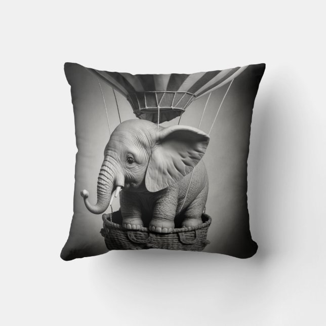 Baby Elephant i en Luftballong Kudde (Baksida)