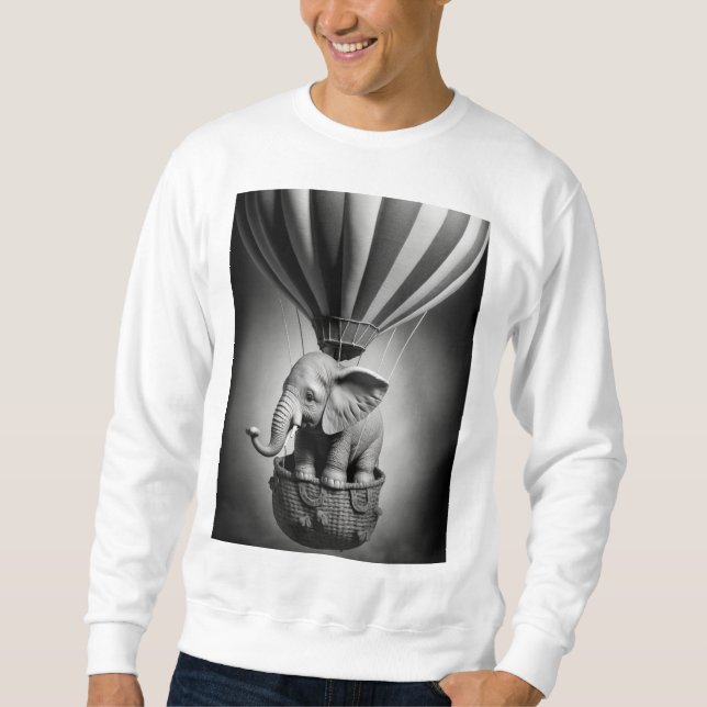 Baby Elephant i en Luftballong Lång Ärmad Tröja (Framsida)