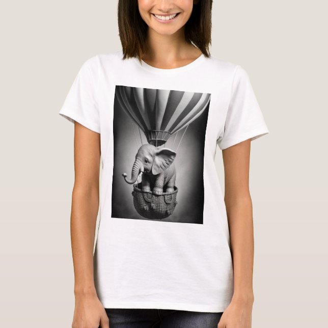 Baby Elephant i en Luftballong T Shirt (Framsida)