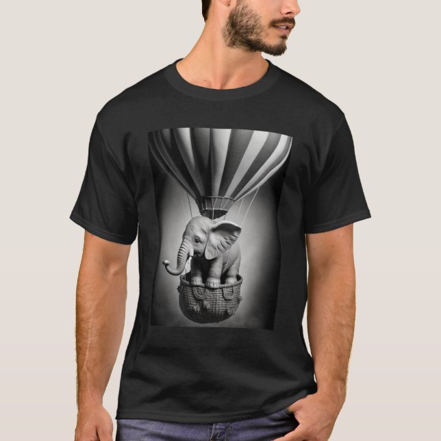Baby Elephant i en Luftballong T Shirt (Framsida)