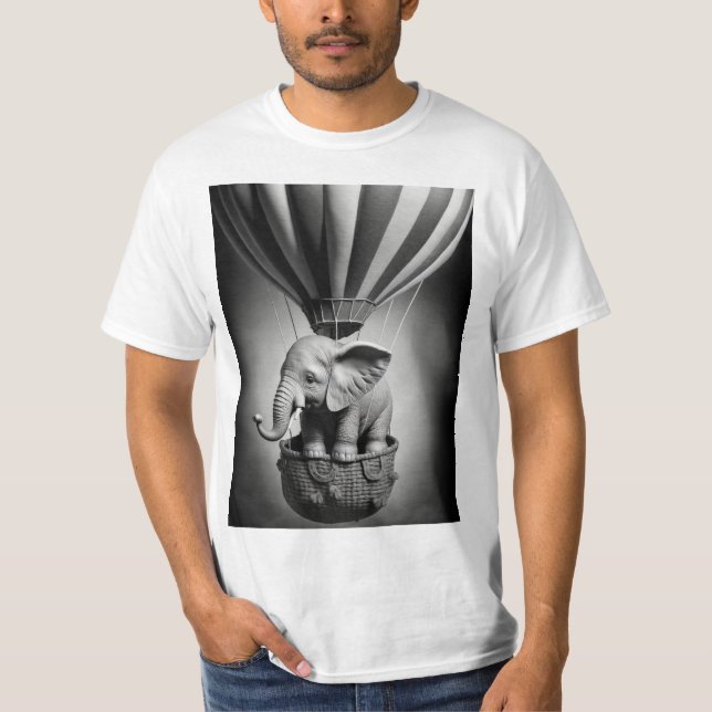 Baby Elephant i en Luftballong T Shirt (Framsida)