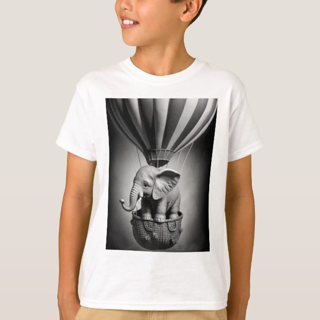 Baby Elephant i en Luftballong T Shirt (Framsida)