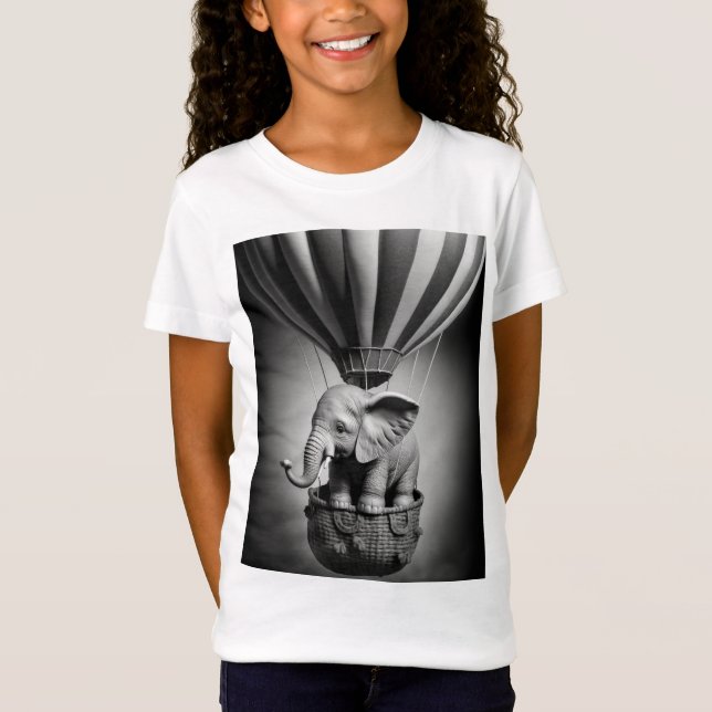 Baby Elephant i en Luftballong T Shirt (Framsida)