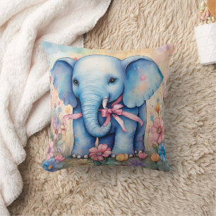 Baby Elephant i pastel Garden Kudde