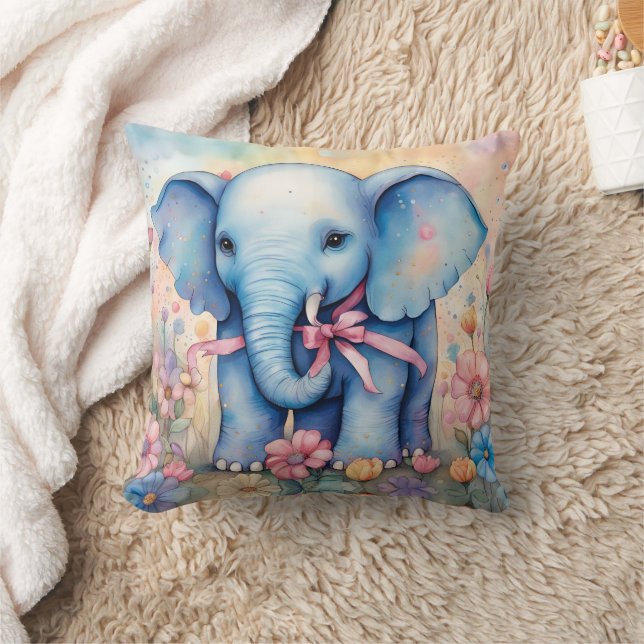 Baby Elephant i pastel Garden Kudde (Filt)