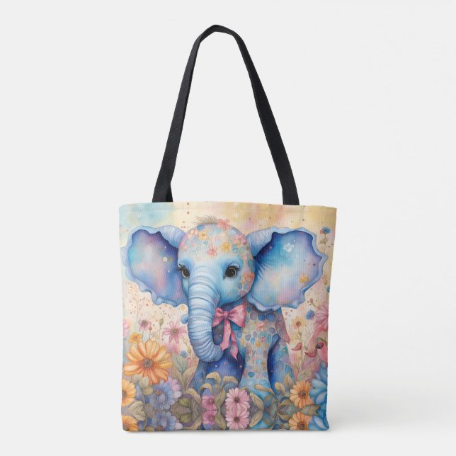Baby Elephant i Pastel Garden Tygkasse (Baksida)