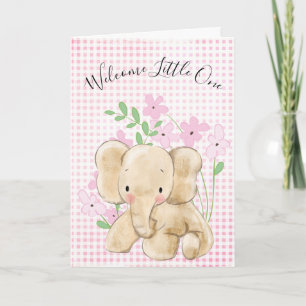 Baby Elephant in Flowers for Newborn Kort