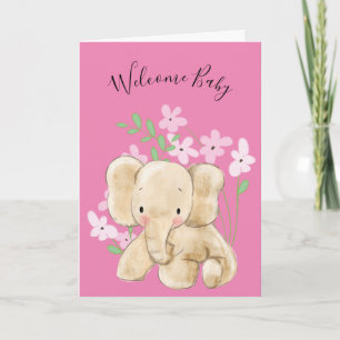 Baby Elephant in Flowers Newborn Kort