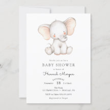 Baby Elephant-inbjudan om babyduschning