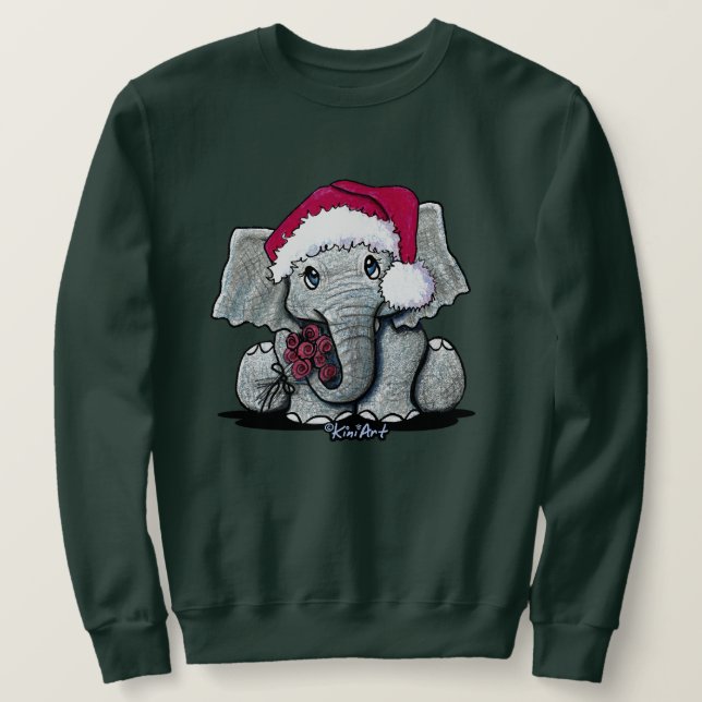 Baby Elephant jul Hoodie Lång Ärmad Tröja (Design framsida)