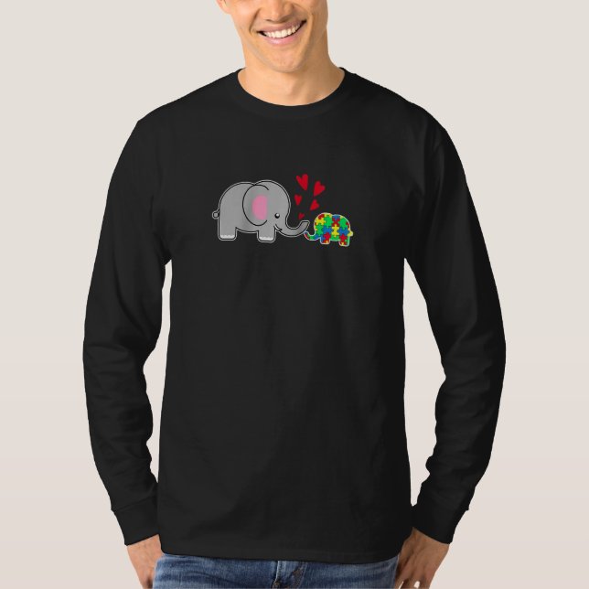 Baby Elephant Kärlek Puzzle Biet Coola Autism Awar T Shirt (Framsida)