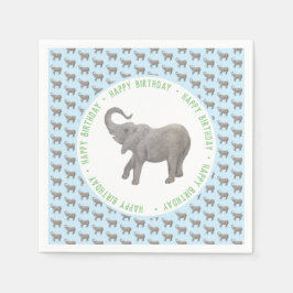Baby Elephant Light Blue Birthday Pappersservett