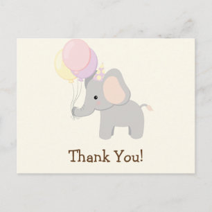 Baby Elephant; Lila Jungle Animal Tack Vykort