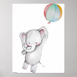 Baby Elephant med Anpassadet Balloon Poster
