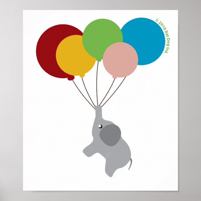Baby Elephant med ballonger Poster (Framsidan)