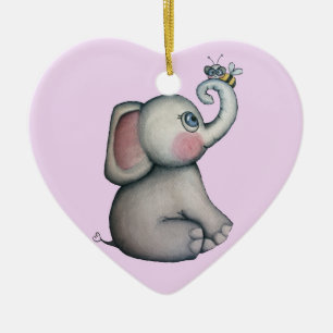 Baby Elephant med bina Ornament Rosa Bakgrund
