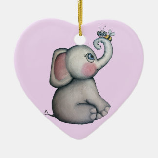 Baby Elephant med bina Ornament Rosa Bakgrund