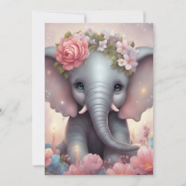 Baby Elephant med blommor Julkort