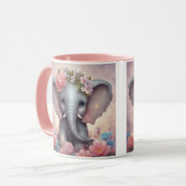 Baby Elephant med blommor Mugg