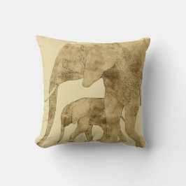 Baby Elephant med det är Mor Kudde
