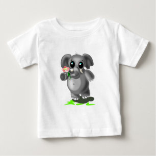 Baby Elephant med Flower Baby T-Shirt