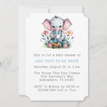 Baby Elephant med Lastbil Boy Baby Shower