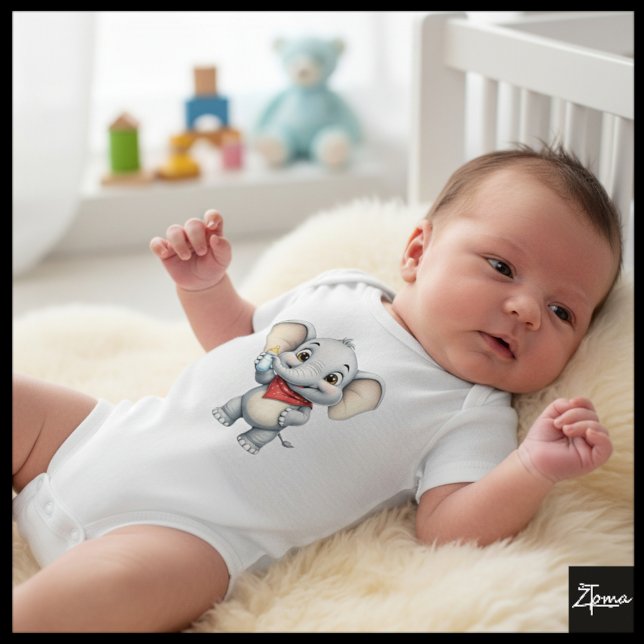 Baby Elephant med Mjölk Flaska T Shirt (Skapare uppladdad)
