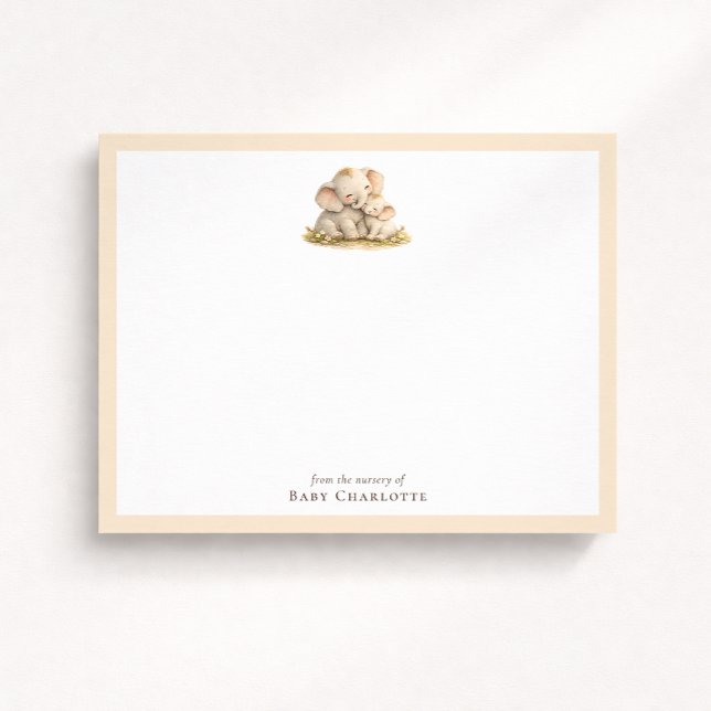 Baby Elephant Nursery Note Card – Personalized Anteckningskort (Skapare uppladdad)