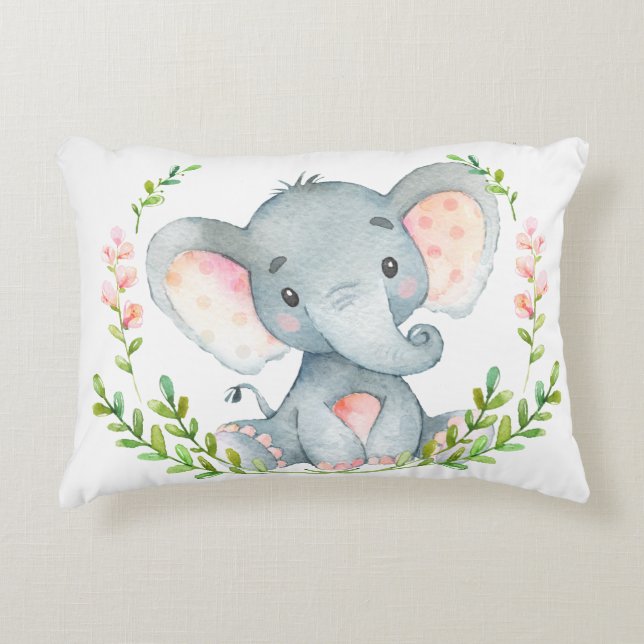 Baby Elephant Nursery Pillow Prydnadskudde (Framsidan)