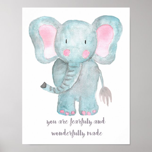 Baby Elephant Nursery Wall Art Poster (Framsidan)