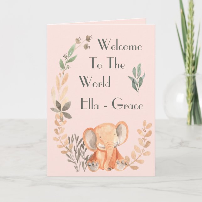 Baby Elephant Nyfödd bebis Card Tack Kort (Framsida)