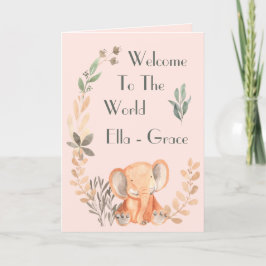 Baby Elephant Nyfödd bebis Card Tack Kort