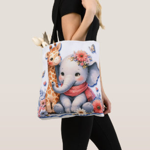 Baby Elephant och Baby Giraffe Besties Diaper Tygkasse