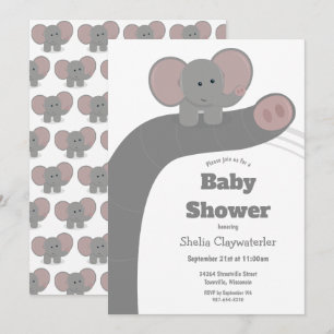 Baby Elephant och Trunk Inbjudan till babyvisnin