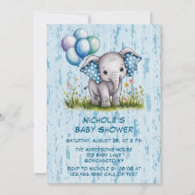 Baby Elephant och Wildblomme Boy Shower