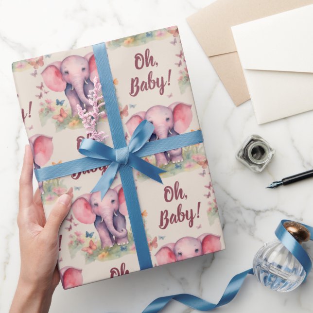 Baby Elephant Oh Flicka Baby Shower Presentpapper (Gifting)