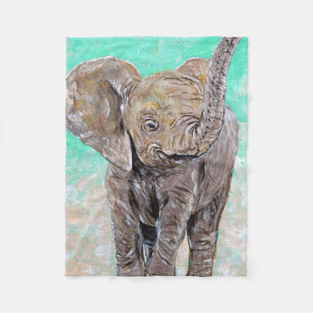 Baby Elephant Painting Fleecefilt (Framsidan)