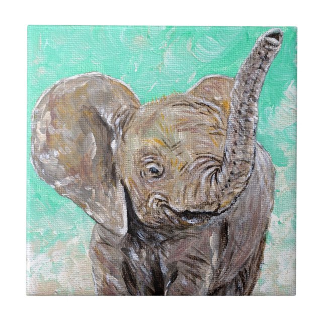 Baby Elephant Painting Kakelplatta (Framsidan)