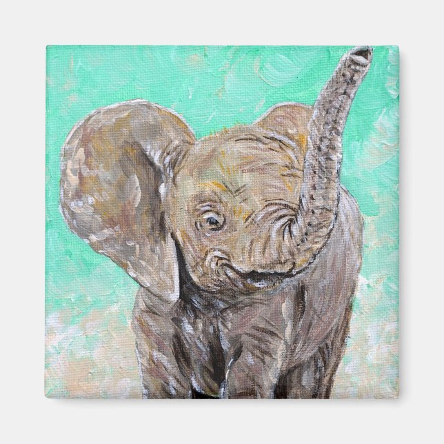 Baby Elephant Painting Magnet (Framsidan)
