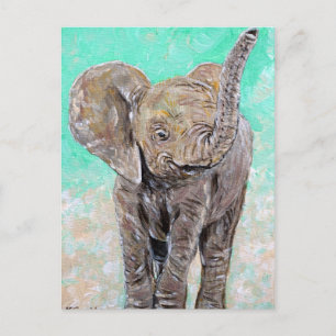 Baby Elephant Painting Vykort