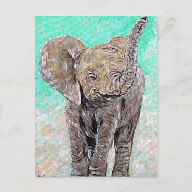 Baby Elephant Painting Vykort (Framsida)