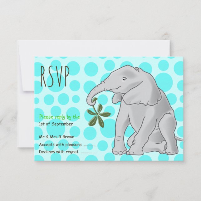 Baby Elephant Party OSA kort (Framsida)