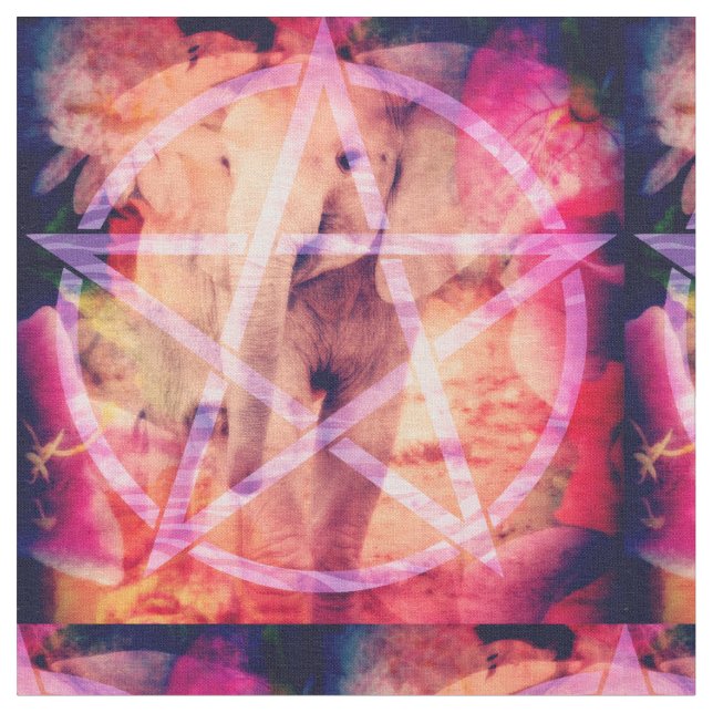 Baby Elephant Pentagram Tyg (Närbild)