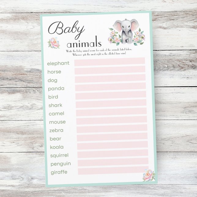 Baby Elephant Peonies & Balloons Baby djur (Break the ice, spark conversations, and set a lively tone!)