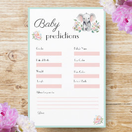 Baby Elephant Peonies & Balloons Baby Predictions