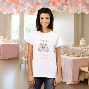 Baby Elephant Peonies, Eucalyptus Baby Shower T Shirt