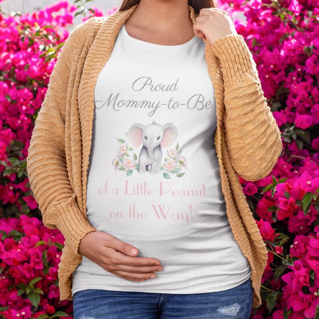 Baby Elephant Peonies, Eucalyptus Mamma to be T Shirt (Skapare uppladdad)
