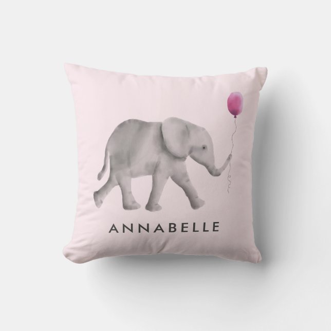 Baby Elephant Pillow for Child's Room eller Nurser Kudde (Framsida)