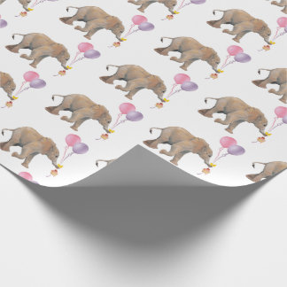 Baby Elephant pink & violet balloon Gift Wrapping Presentpapper